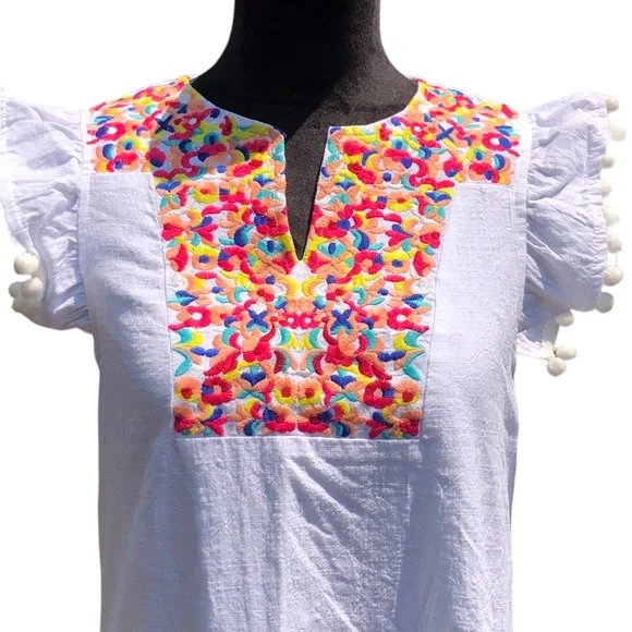 Kirundo Colorful Embroidered White Summer Dress size Small - Picture 8 of 14